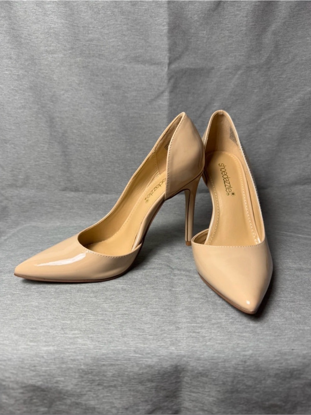 Shoe Dazzle Glossy Nude Patent Pointed-Toe Stilettos